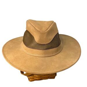 Wrangler Leather Tan Breezy Outdoor Hiking Cowboy Hat